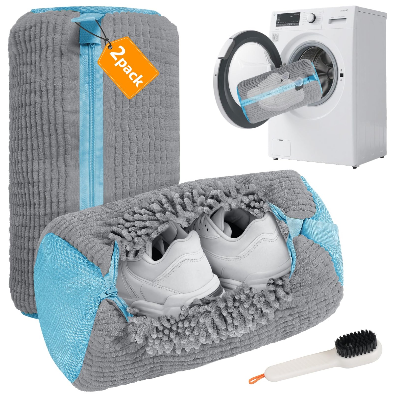 XXL Shoe Washing Machine Bag – 2 Pcs Laundry for Washer and Grey