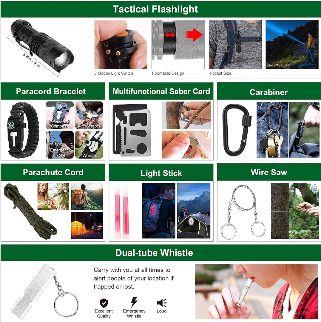 Ultimate All in One Survival Kit For Camping Hunting Hiking Bug Out Bag
