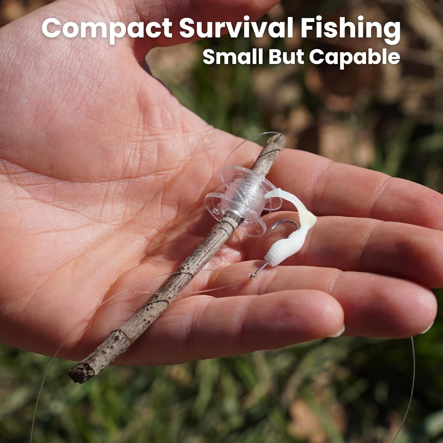 Compact Survival Fishing Kit Mini Finger Reel Ultralight Emergency Gear