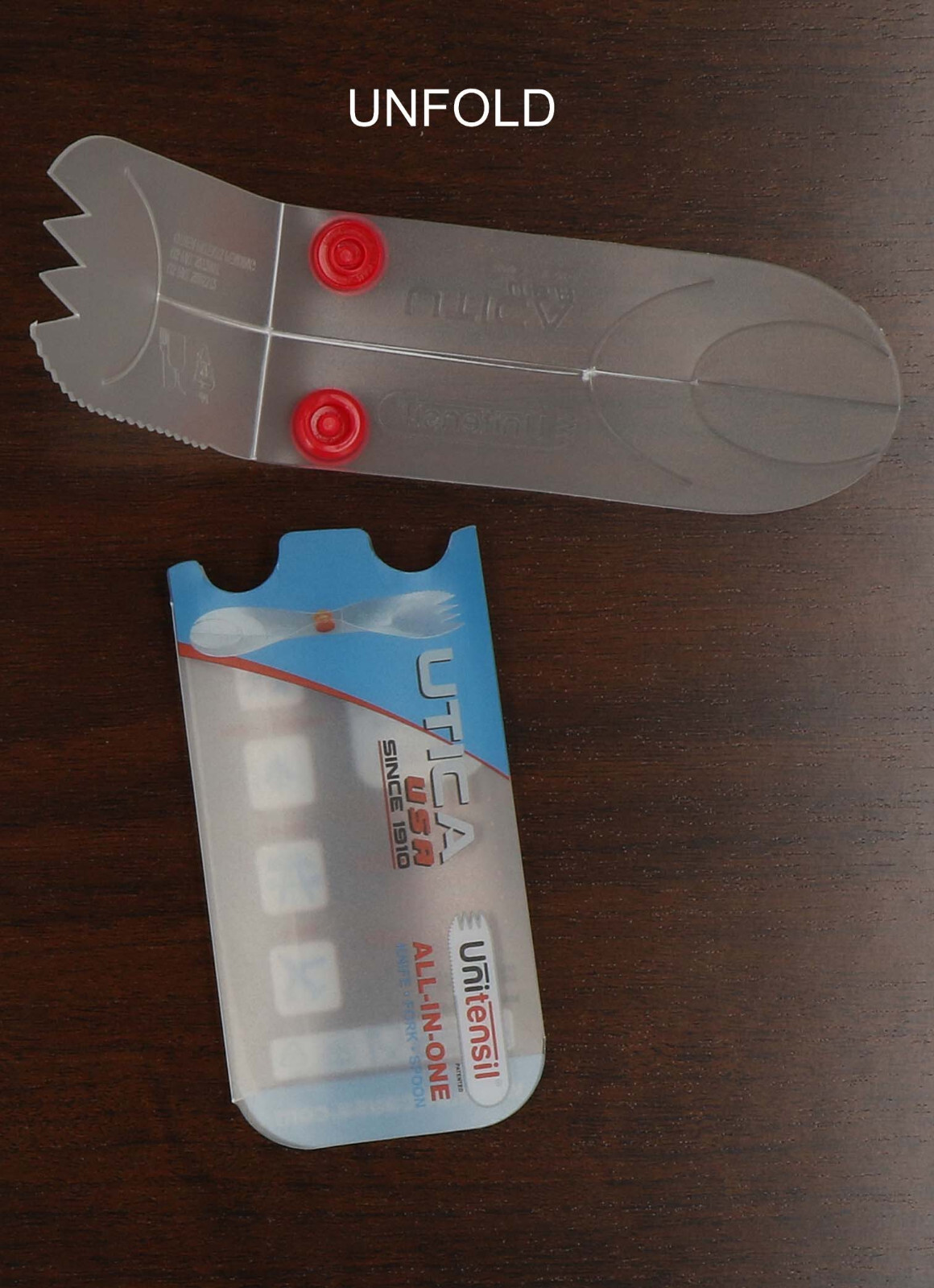 Utica Unitensil, unique, all-in-one fork, knife, and spoon! Reusable – Survival