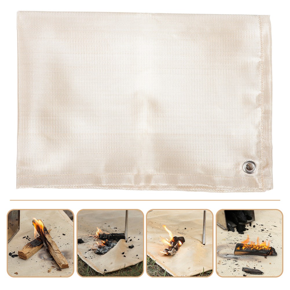 Fiberglass Fire Blanket Outdoor Rug 4×6 Heat Insulation Mat Khaki for Safety