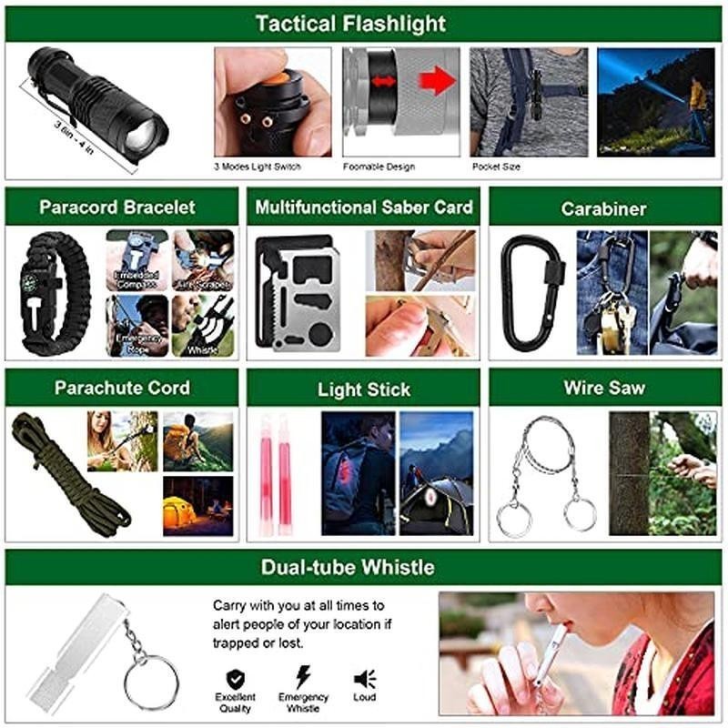 Survival Kit First Aid Tools 142Pcs Emergency Gear Molle Pouch Outdoor Adventure