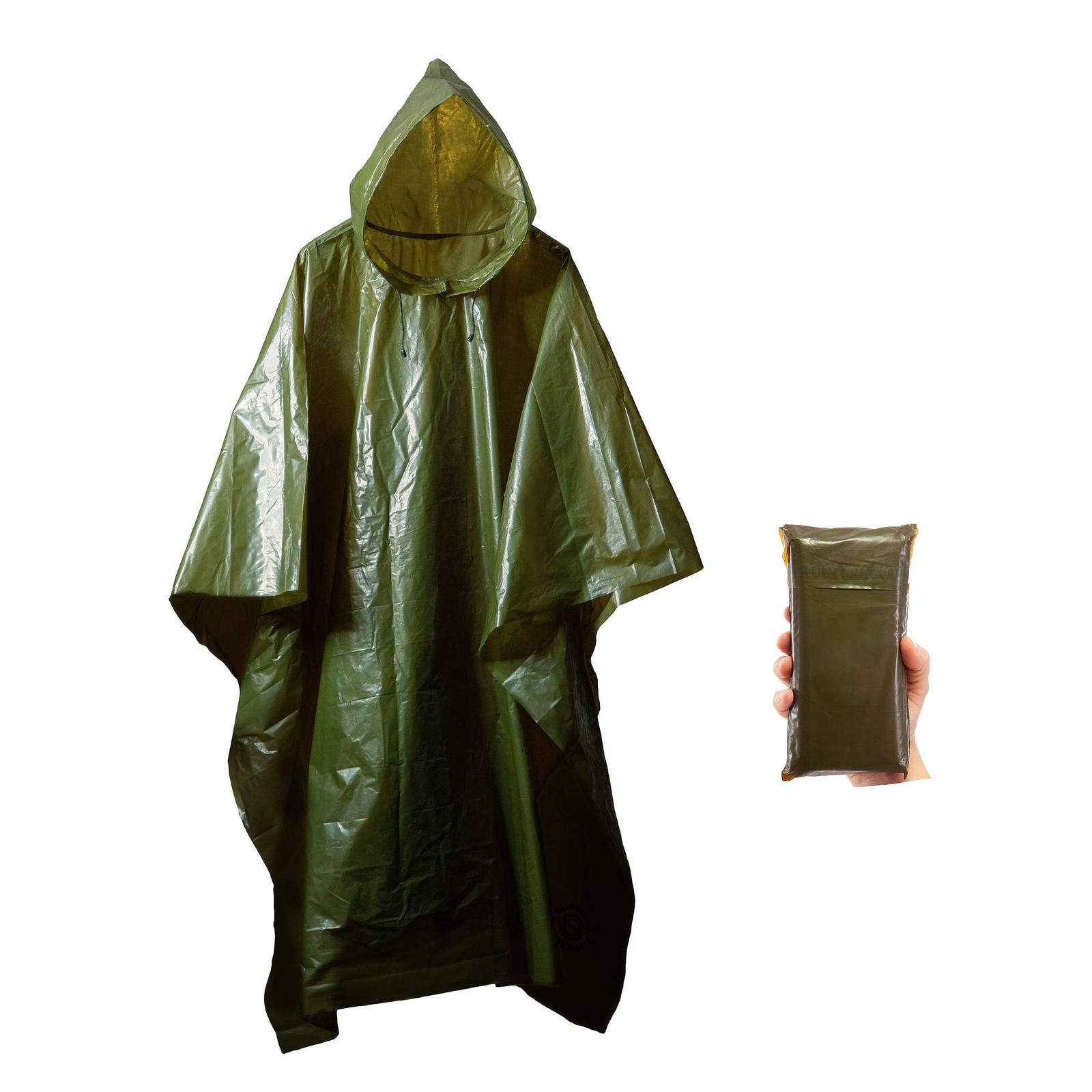 Survival General Lightweight Rain Gear Poncho Emergency Poncho, Green