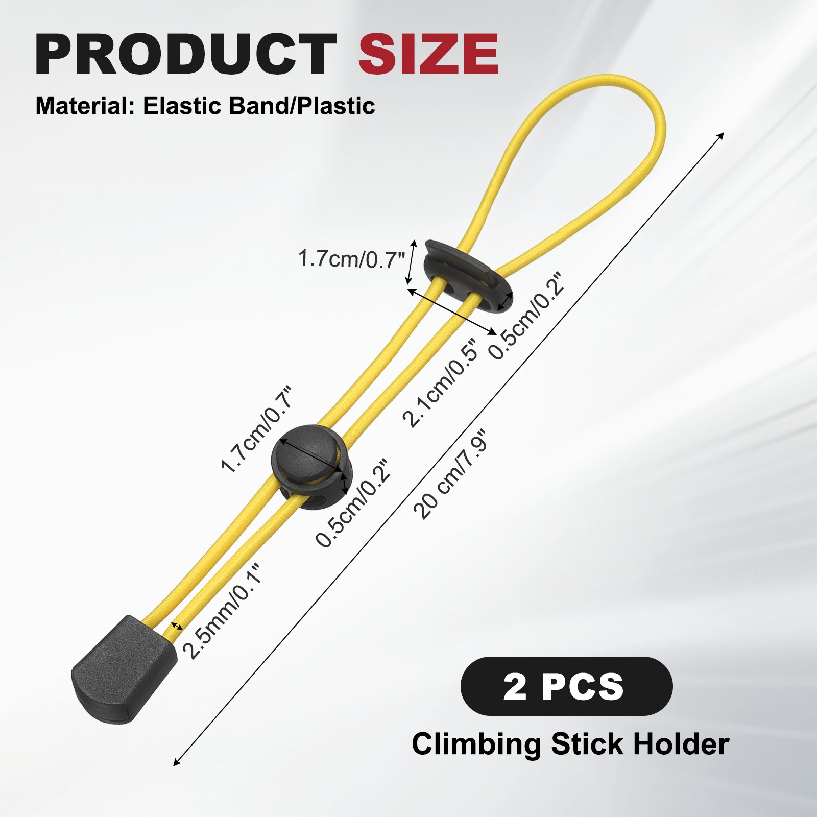 Climbing Stick Holder, Backpack Hiking Pole Ropes 8 Inch & 2 Pcs & Yellow