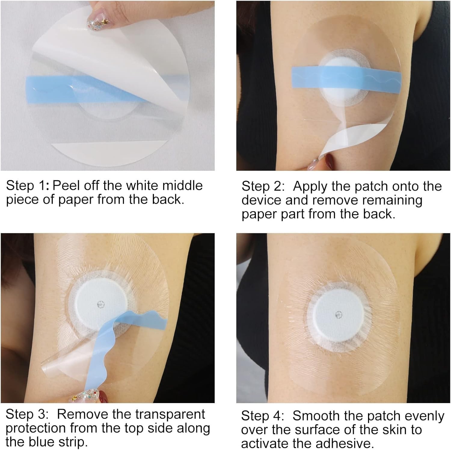 60 Pack Libre Sensor Covers for CGM Tape Waterproof Hypoallergenic Patches