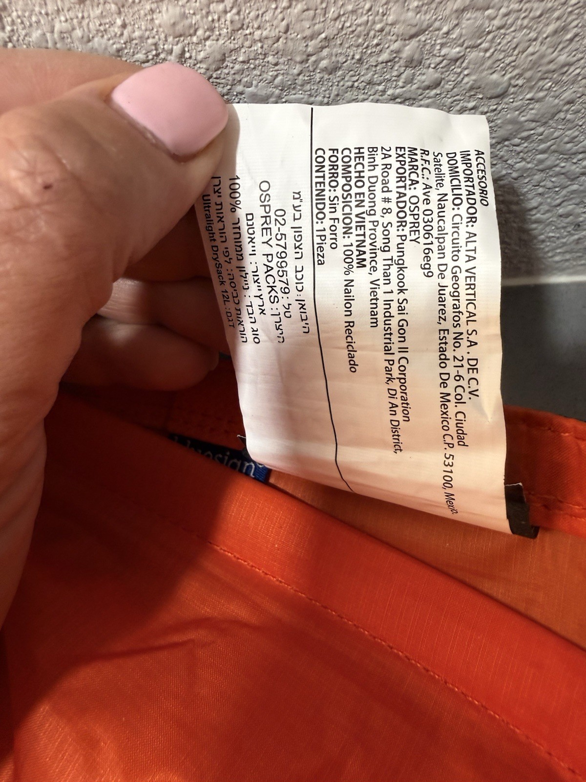 Osprey Ultralight Dry Sack 12L Outdoor Camping Hiking Expandable Packing Orange