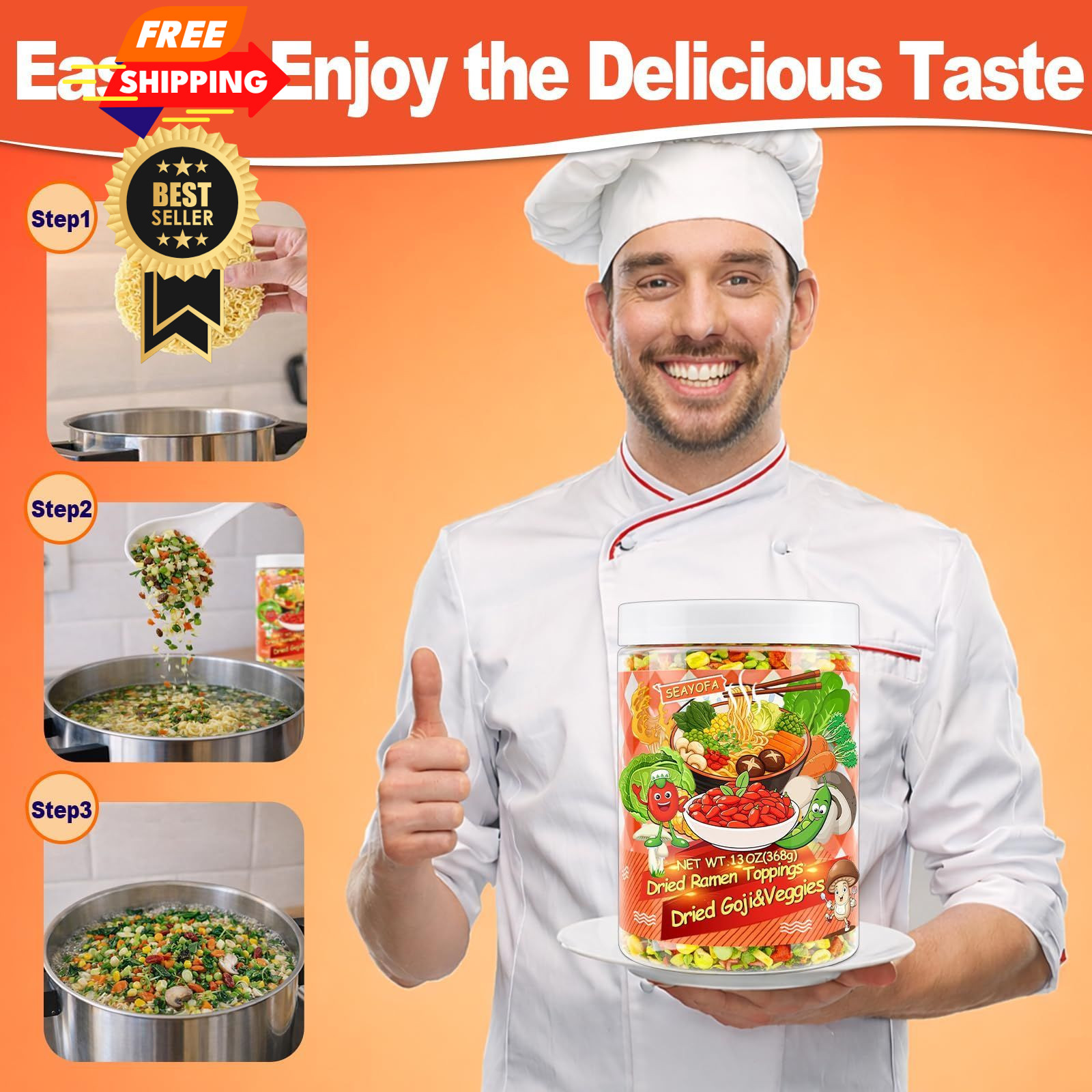 13oz Mixed Dehydrated Goji & Vegetables, 9 Kinds Dried Ramen Toppings with…