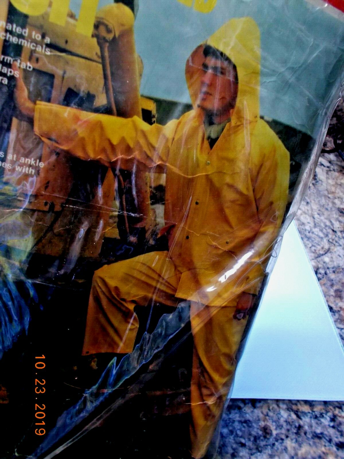 NOS Weather-Rite Fabric / PVC Coated 2 Pc + Hood Heavy Duty Rainsuit, Size S