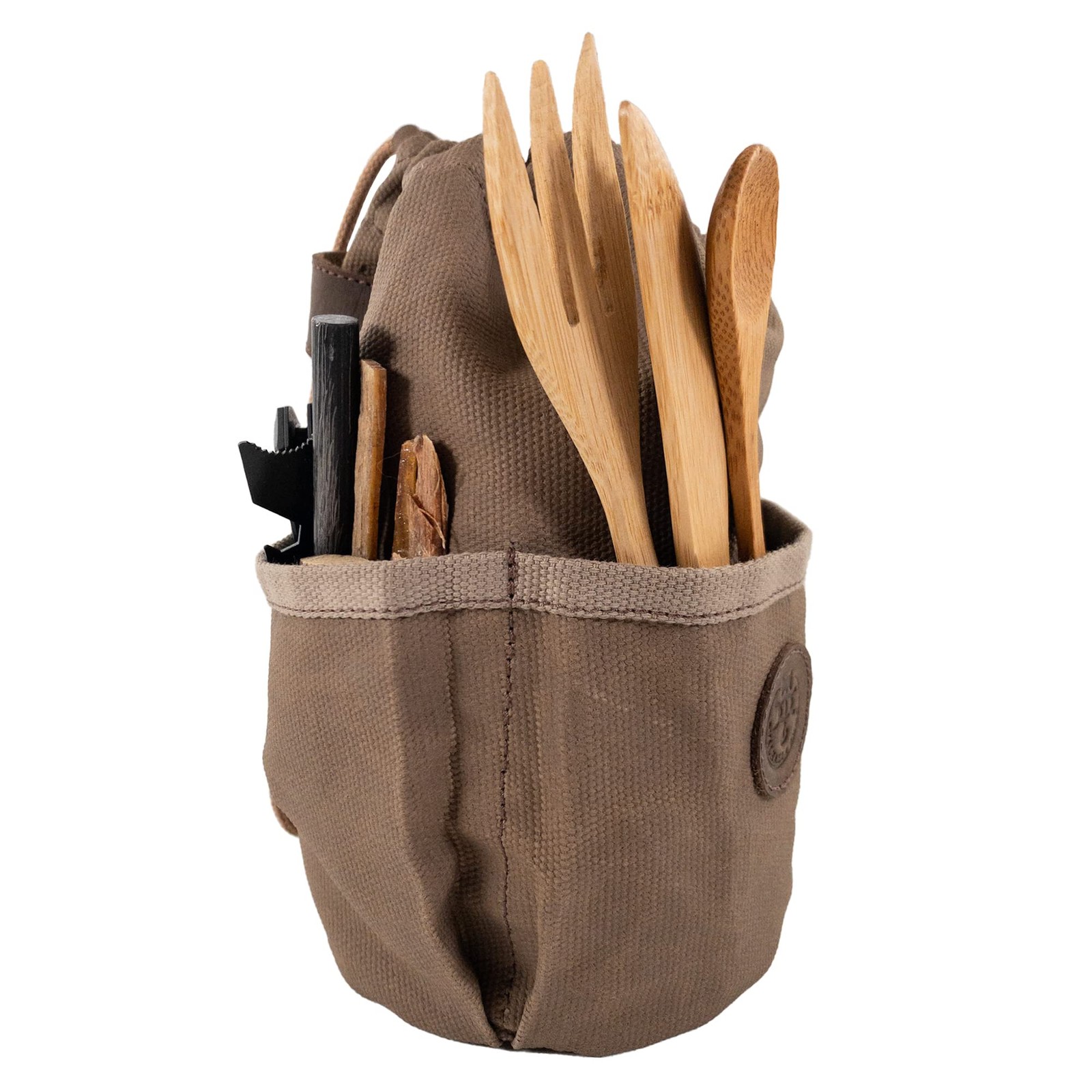 , Camping Bag for Cooking Pot, Handmade from Waxed Canvas and Full Grain Leat…