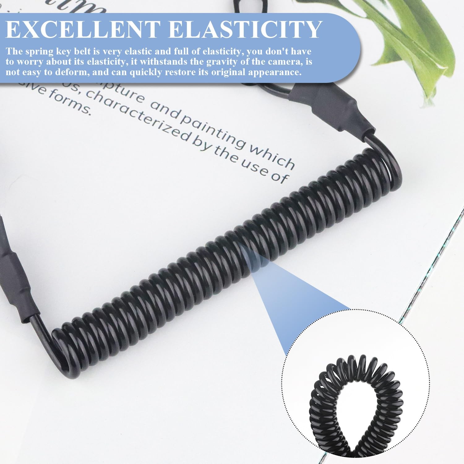 2 Pcs Spiral Keyrings Black Spiral Keychain Paracord Tactic…