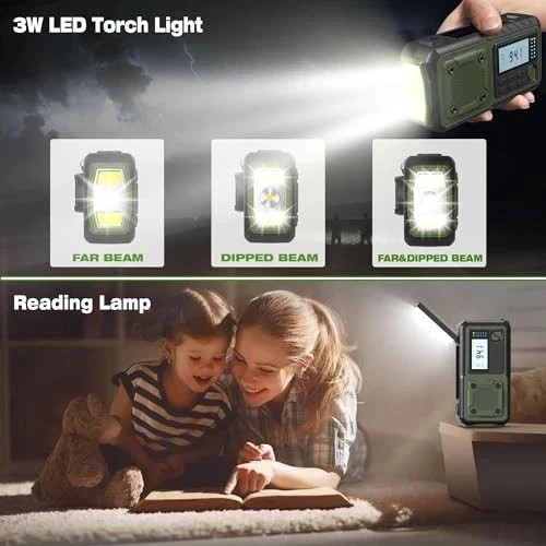 Crank Emergency Radio, Weather Radios, Solar Radios with Hand Crank green