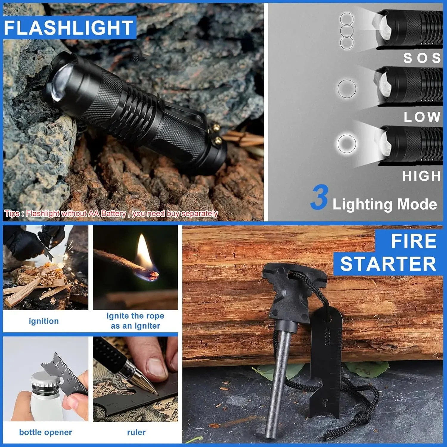 30-in-1 Survival Kit Emergency Outdoor Camping Hiking Fishing Adventure Gear Gif