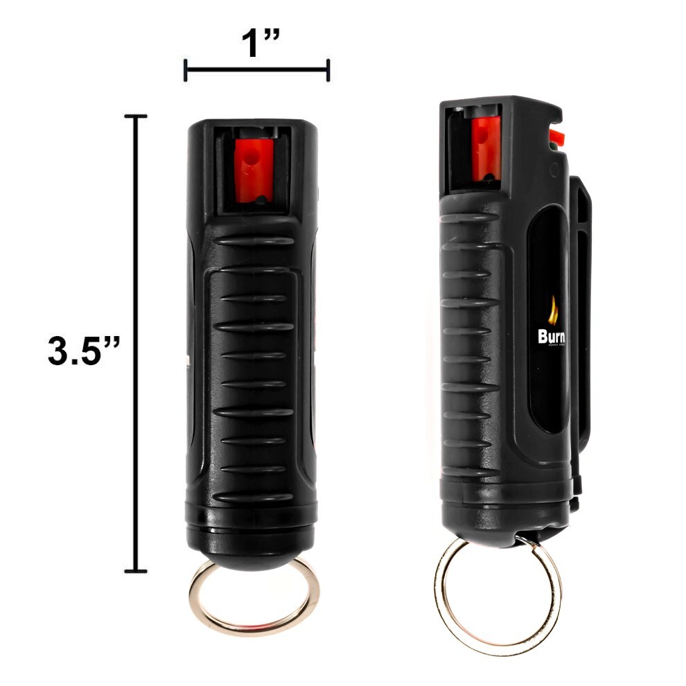 BURN Pepper Spray 1/2oz Self Defense Keychain Case Molded OC Black