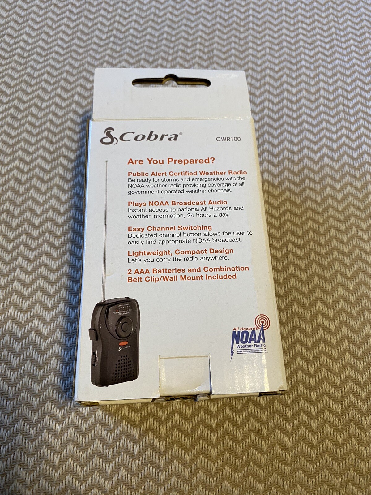 Cobra Weatherband CWR100 Portable Emergency Weather Radio with Box-NEW!!!!!