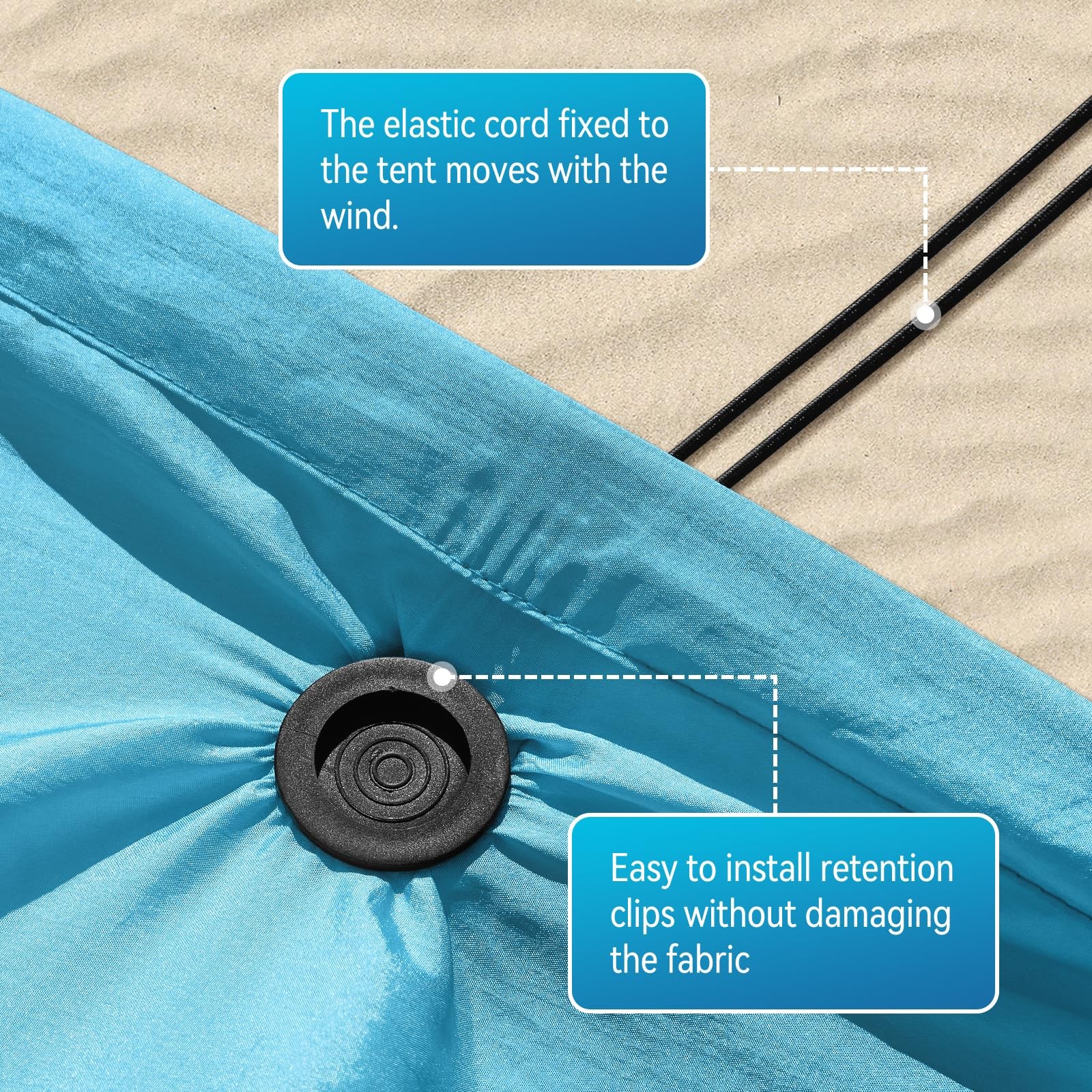 2 Pack Beach Shade sandbag:15.5inx11.5in;clamp:3.2inx1.9in;cords:60″, Black