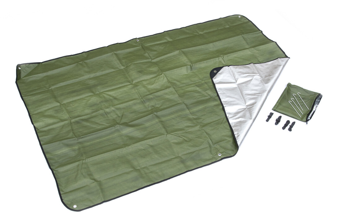 Green HD Heavy Duty Thermal Reflective Blanket Kit 4 Stakes Emergency Solar Tarp