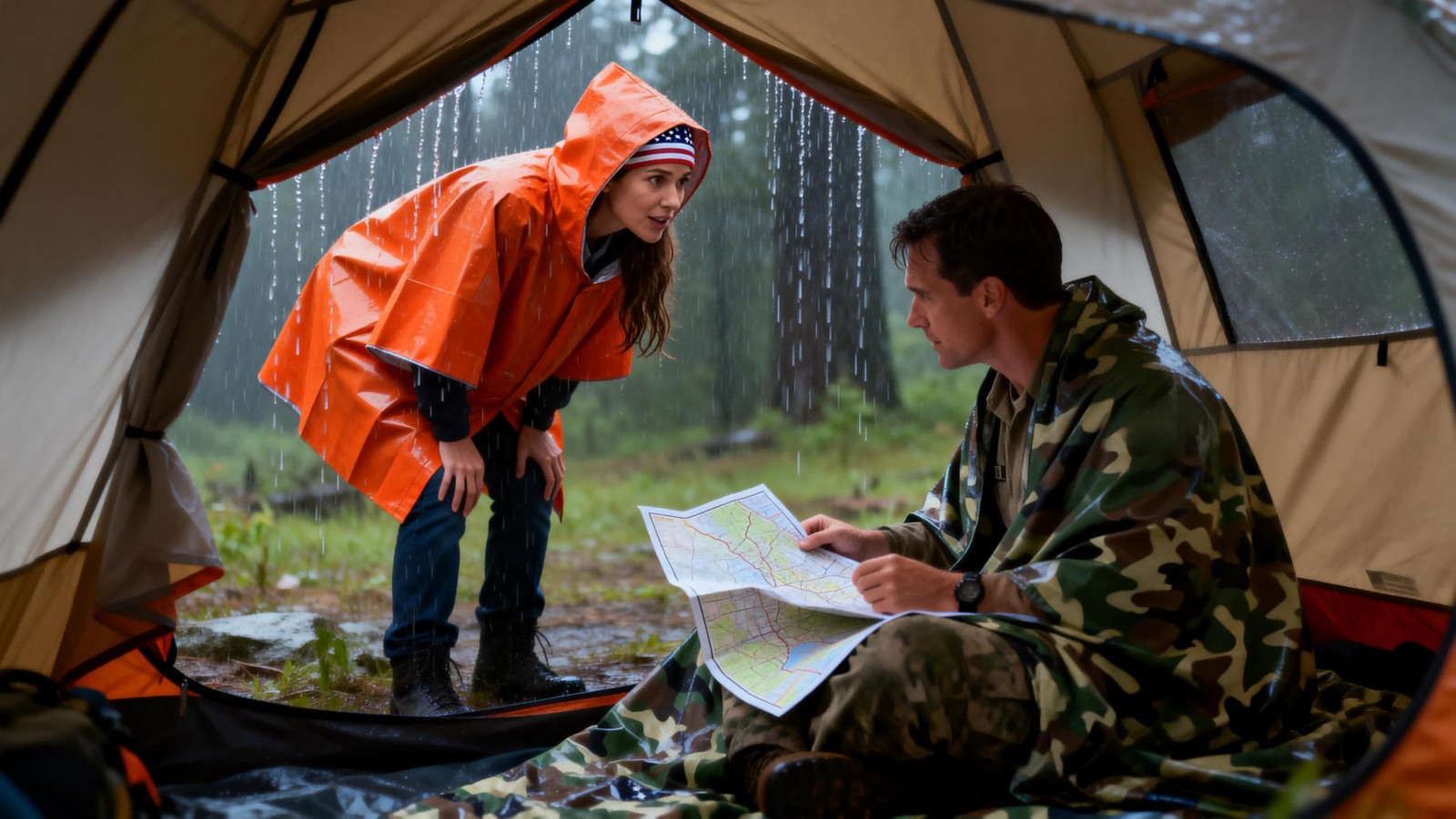 4-Pack Emergency Survival Kit,Camo Emergency Blankets（2） + Orange Emergency P…