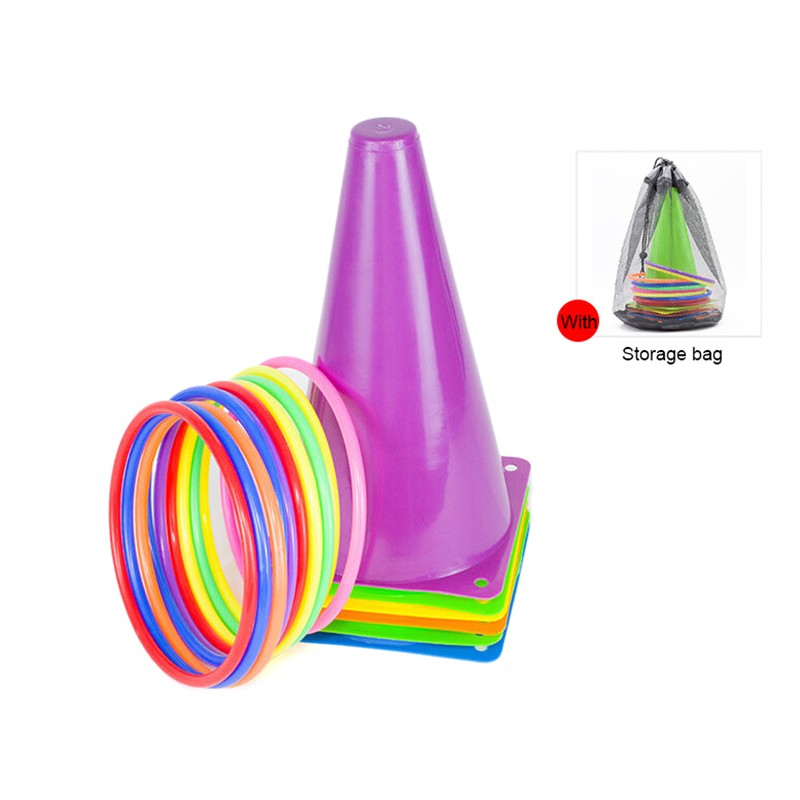 Party Games Ring Toss Game Carnival Combo Set Soft Plastic Cones Ring Toss Games