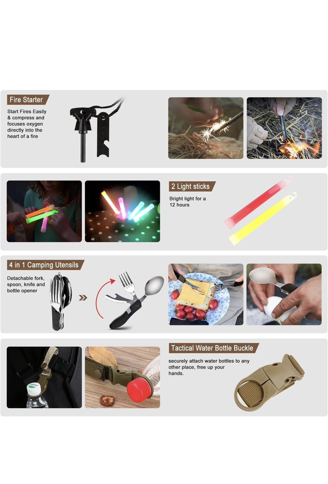 238 Pcs Emergency Survival Kit W/ Tactical Molle Pouch & Emergency Tent Camping