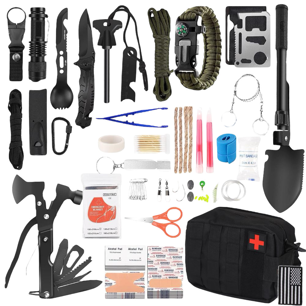 Survival Kit and First Aid Kit, 142Pcs Survival Gear & Equipment, for Men Dad Hu