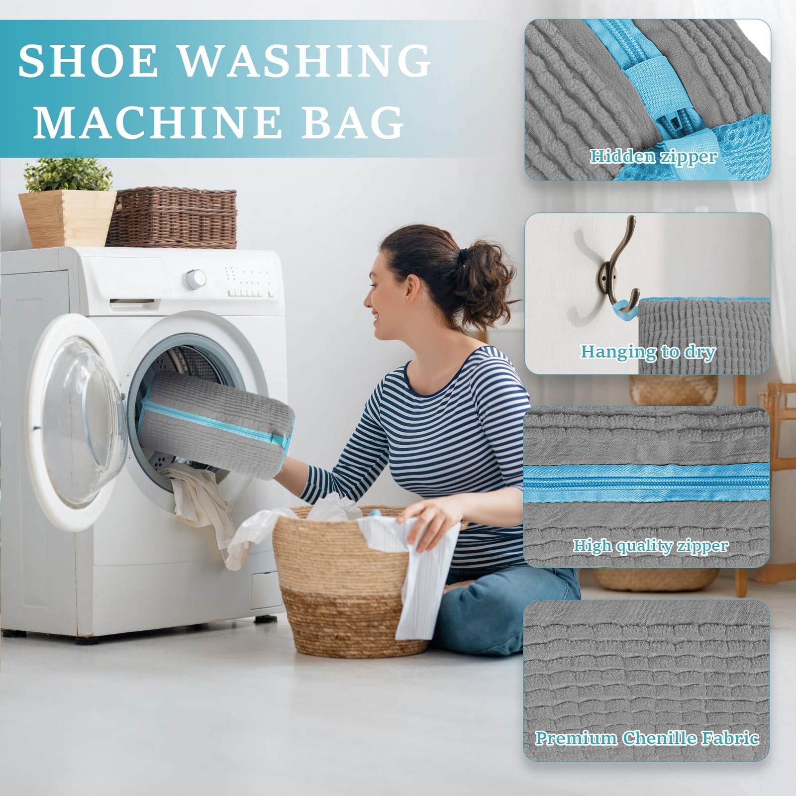 XXL Shoe Washing Machine Bag – 2 Pcs Laundry for Washer and Grey