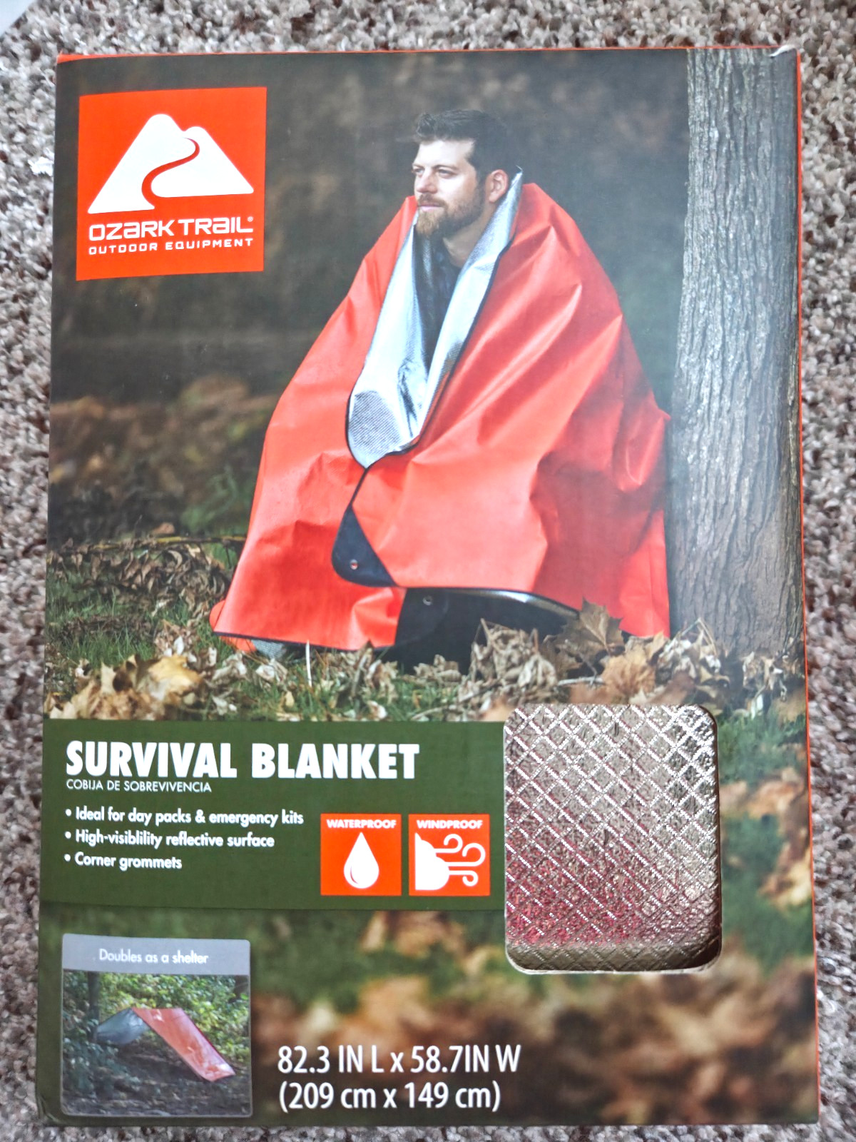 Ozark Trail Survival Blanket Waterproof Windproof Reflective Corner Grommets