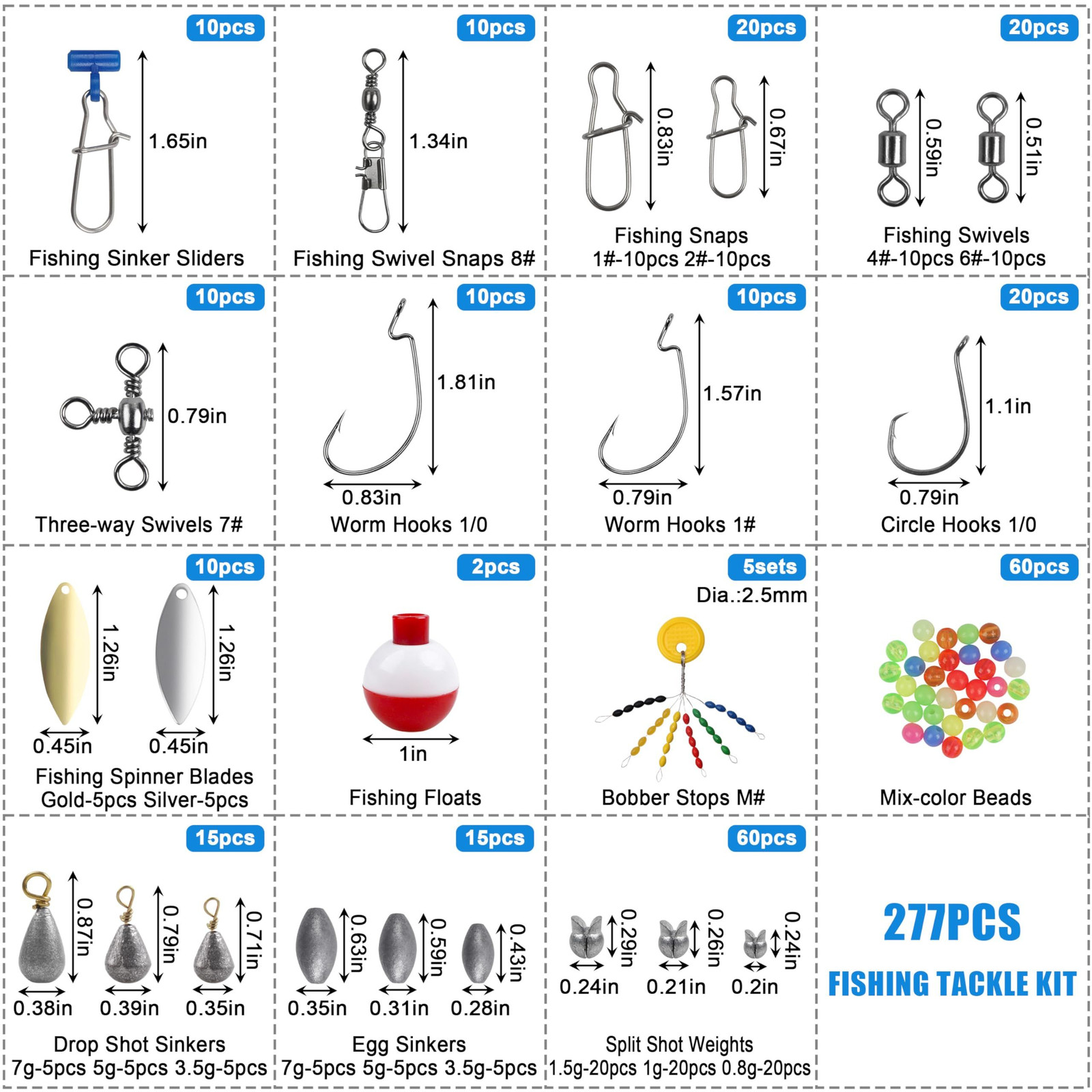 277pcs Fishing Accessories Kit, Tackle Box with Hooks Orange