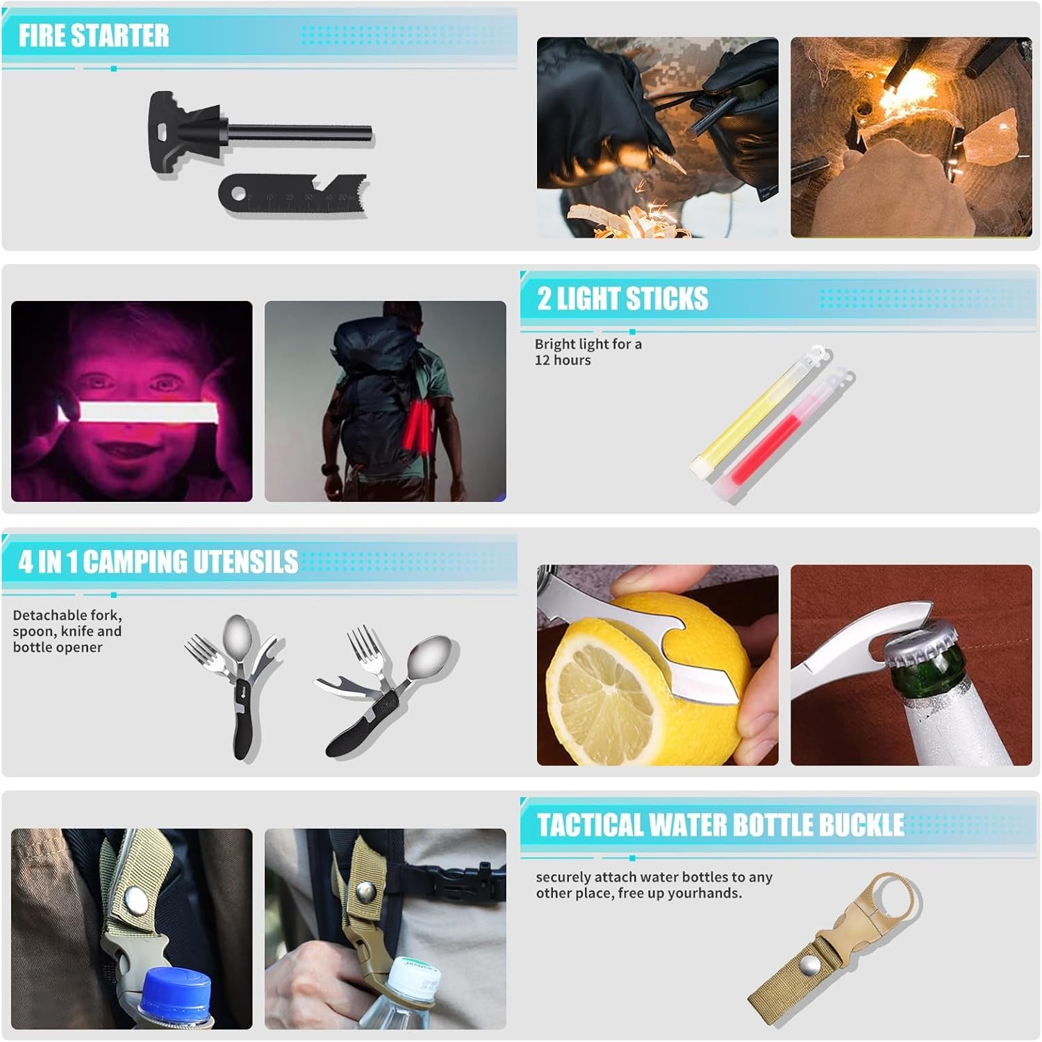 Survival Kit and First Aid Kit,236PCS Survival Gear Camping Essentials Emergency