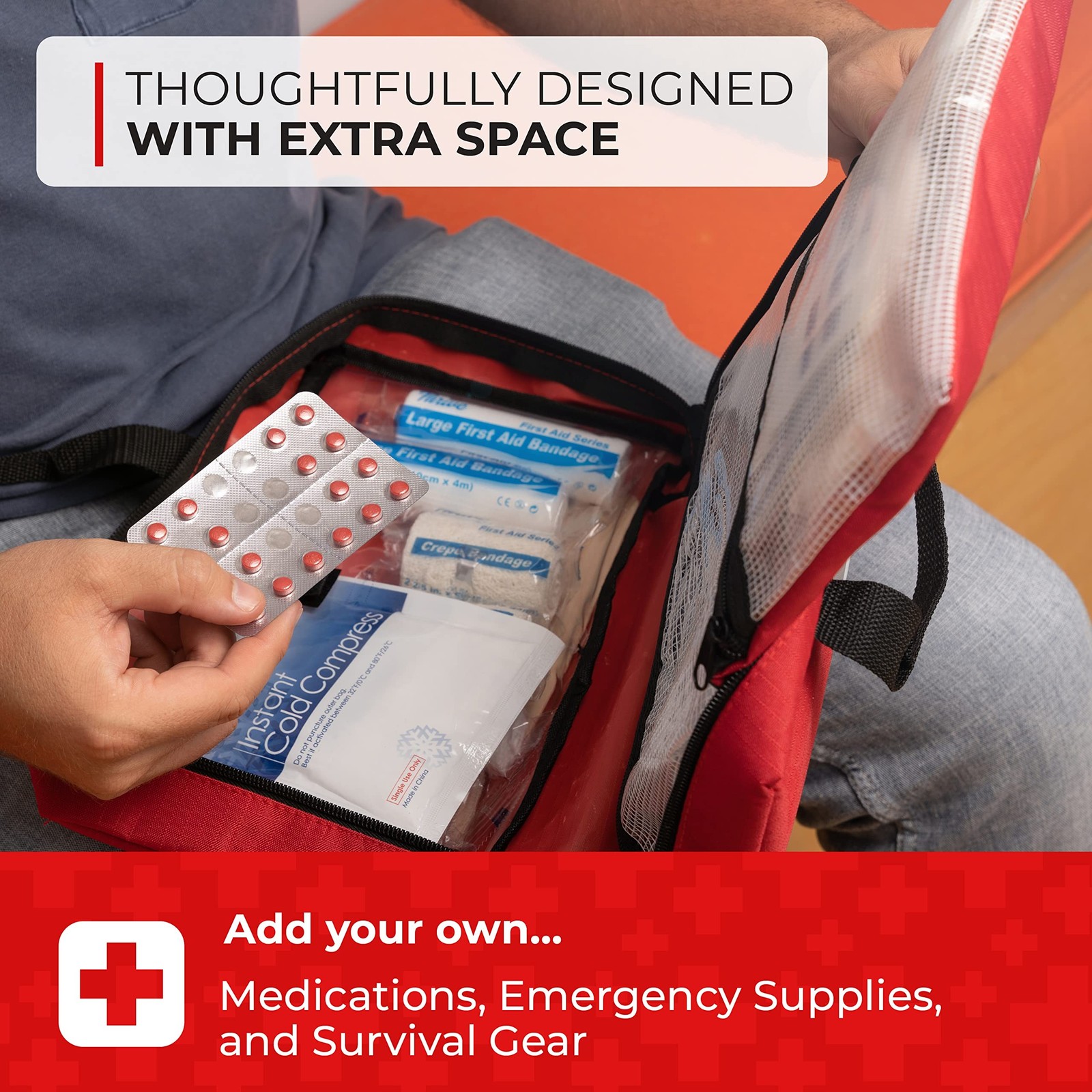 Thrive Home Essentials First Aid Kit (291 Pieces) – First Aid Bag with Multi-…
