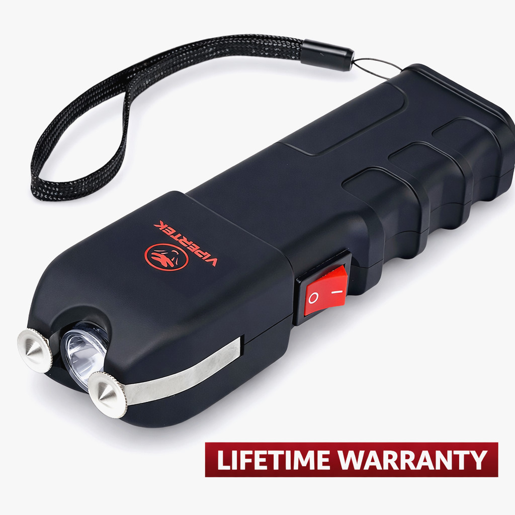 VIPERTEK Powerfull Stun Gun Self Defense Rechargeable with LED Light + Case
