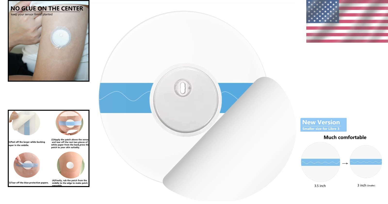 Waterproof Sensor Covers for Libre 3 Plus 50 Pack Transparent Adhesive Patches