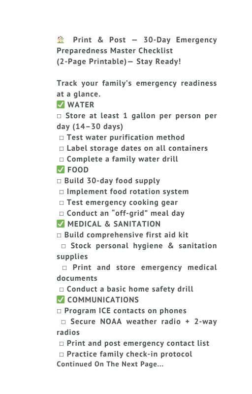 Prepper’s Quickstart Kit | 30-Day Emergency Survival Plan | Digital Download