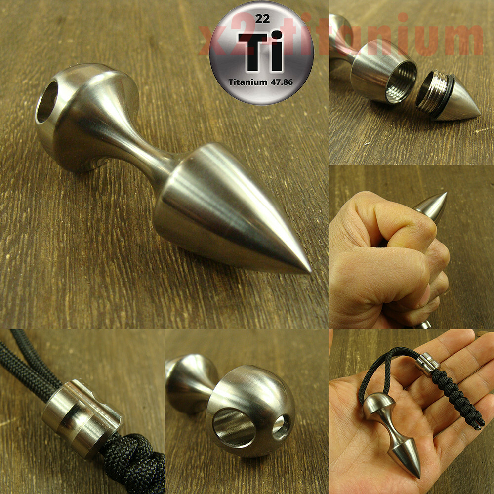 Titanium cone shaped Waterproof Capsule pill Bottle Lanyard bead inverted XH710