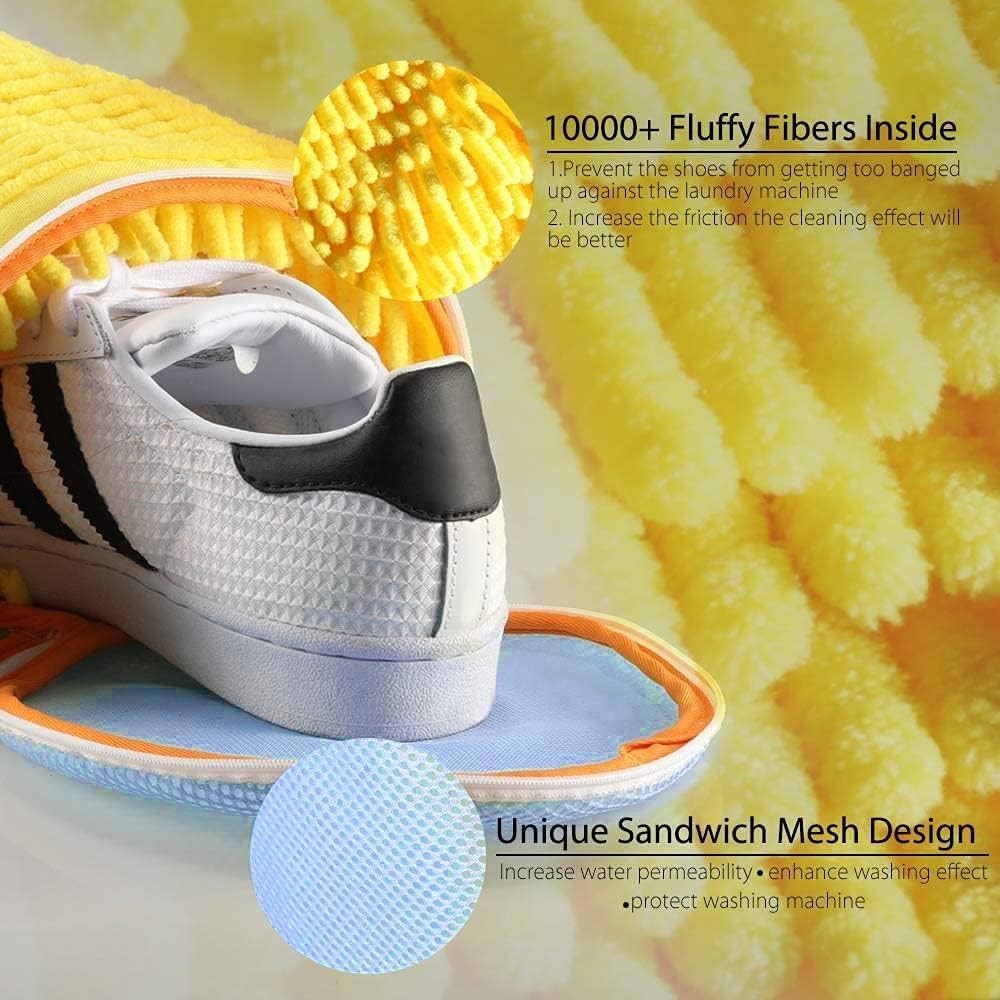 Teletrogy Shoe Washing Machine Bag 2PCS, Reusable Durable Bags, Yellow