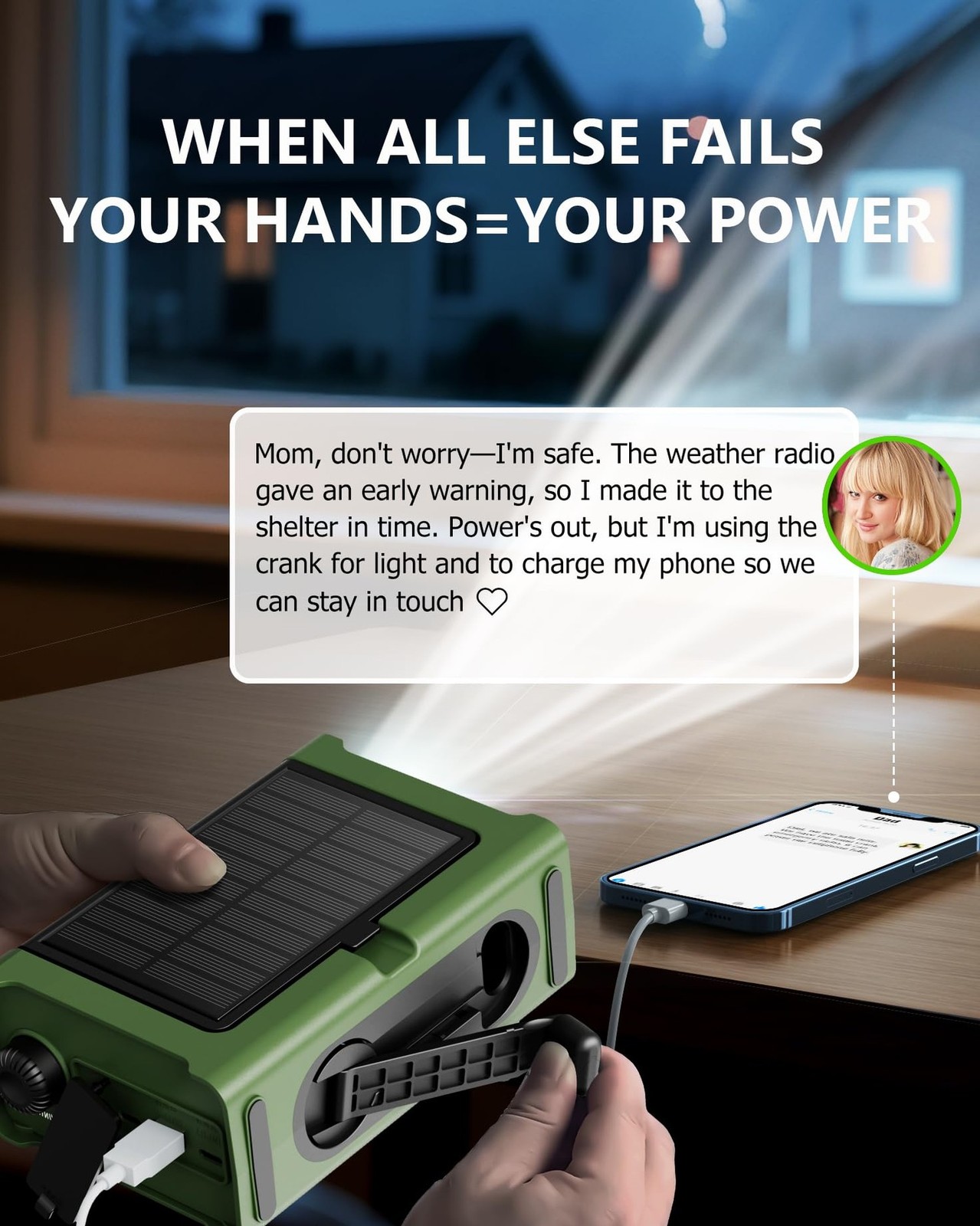 Emergency Weather Radio with Large Solar Panel, Efficient Hand Crank & Real 1…