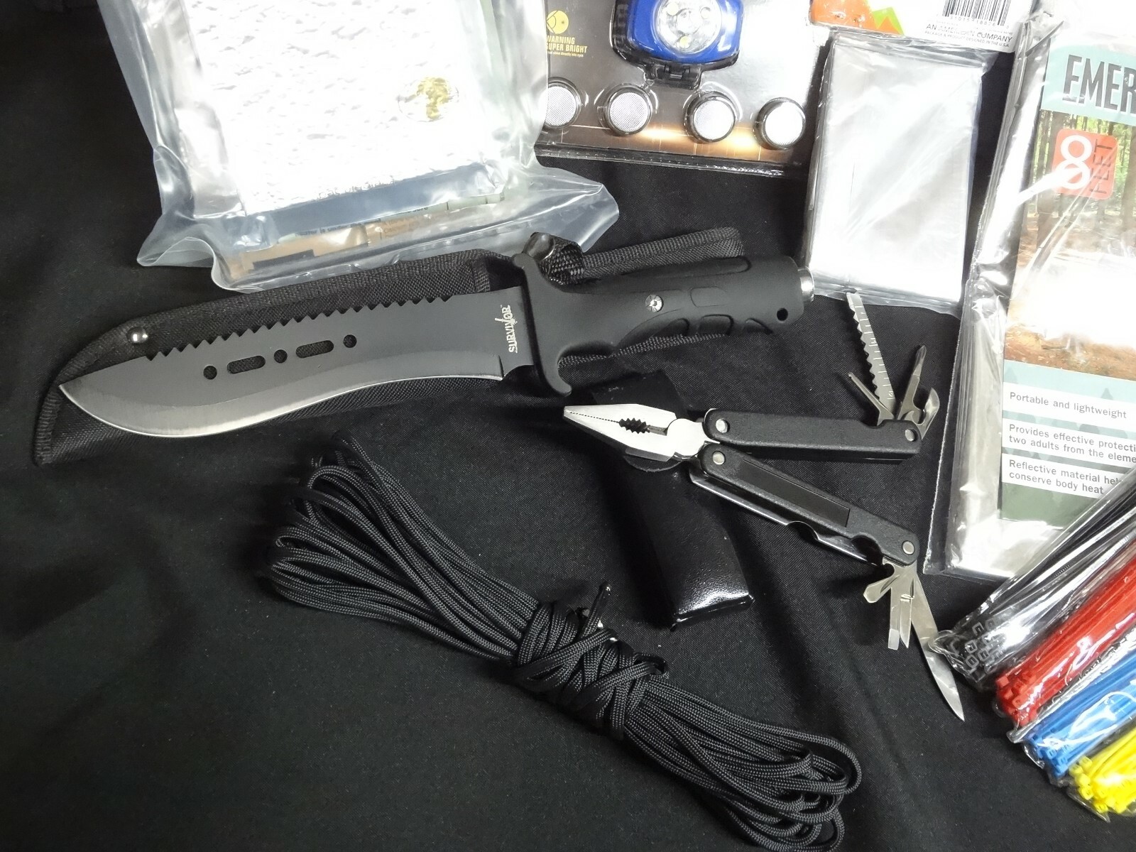 Bug Out Bag Backpack Led Water Jug Tent Knife Emergency Blanket Survival Kit MRE