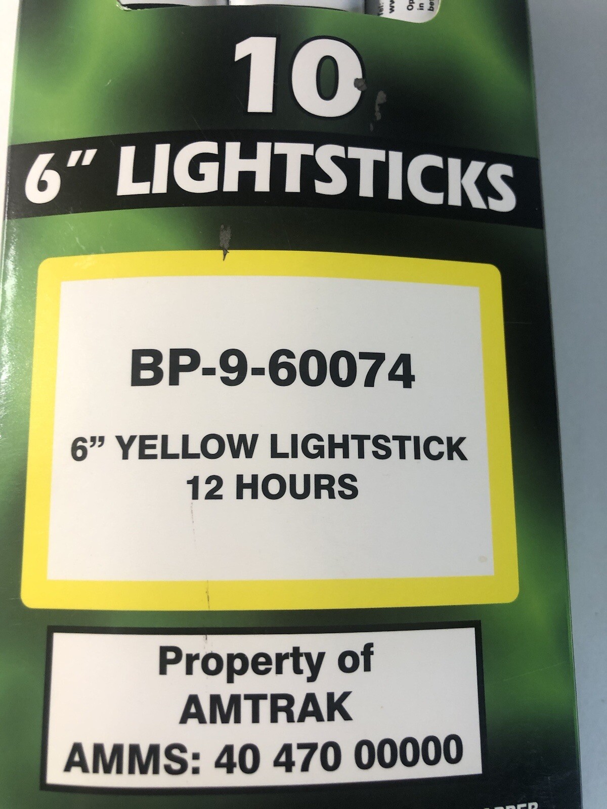 6″ Yellow Lightsticks (Pack of 10), BP-9-60074, 12 hours, Be Ready!
