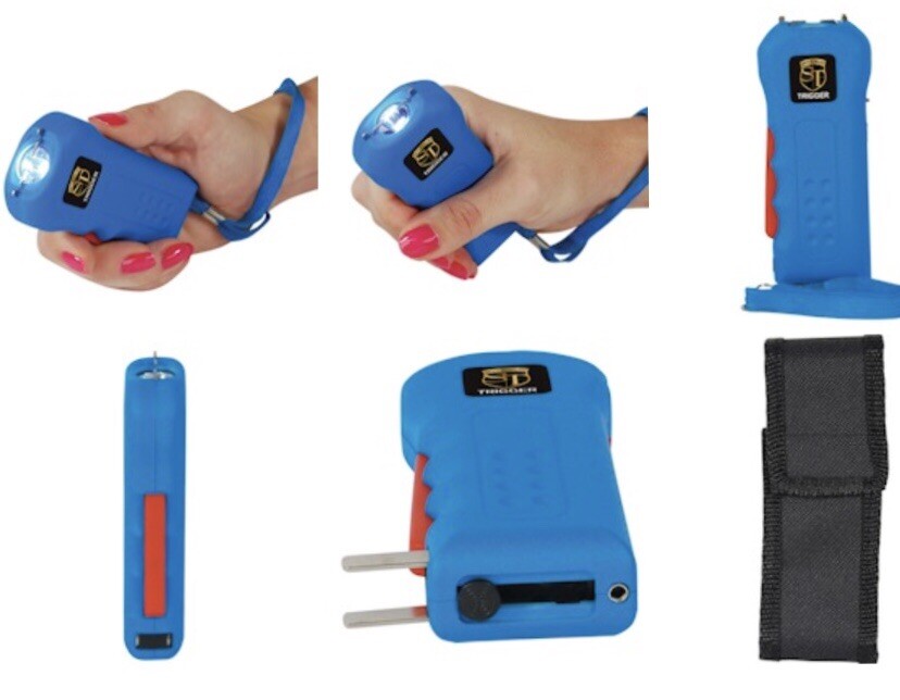 Stun MASTER ST POLICE Defense BLUE SQUEEZE Stun Gun Rechargeable LED FLASHLIGHT