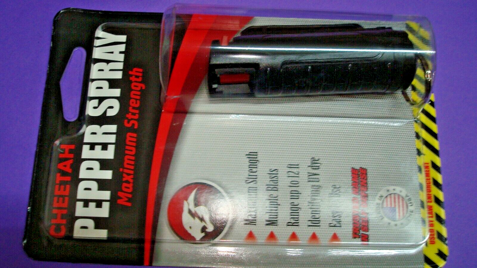 Black Pepper Spray Cheetah Purple Maximum Strength Safety Lock Self-Defense