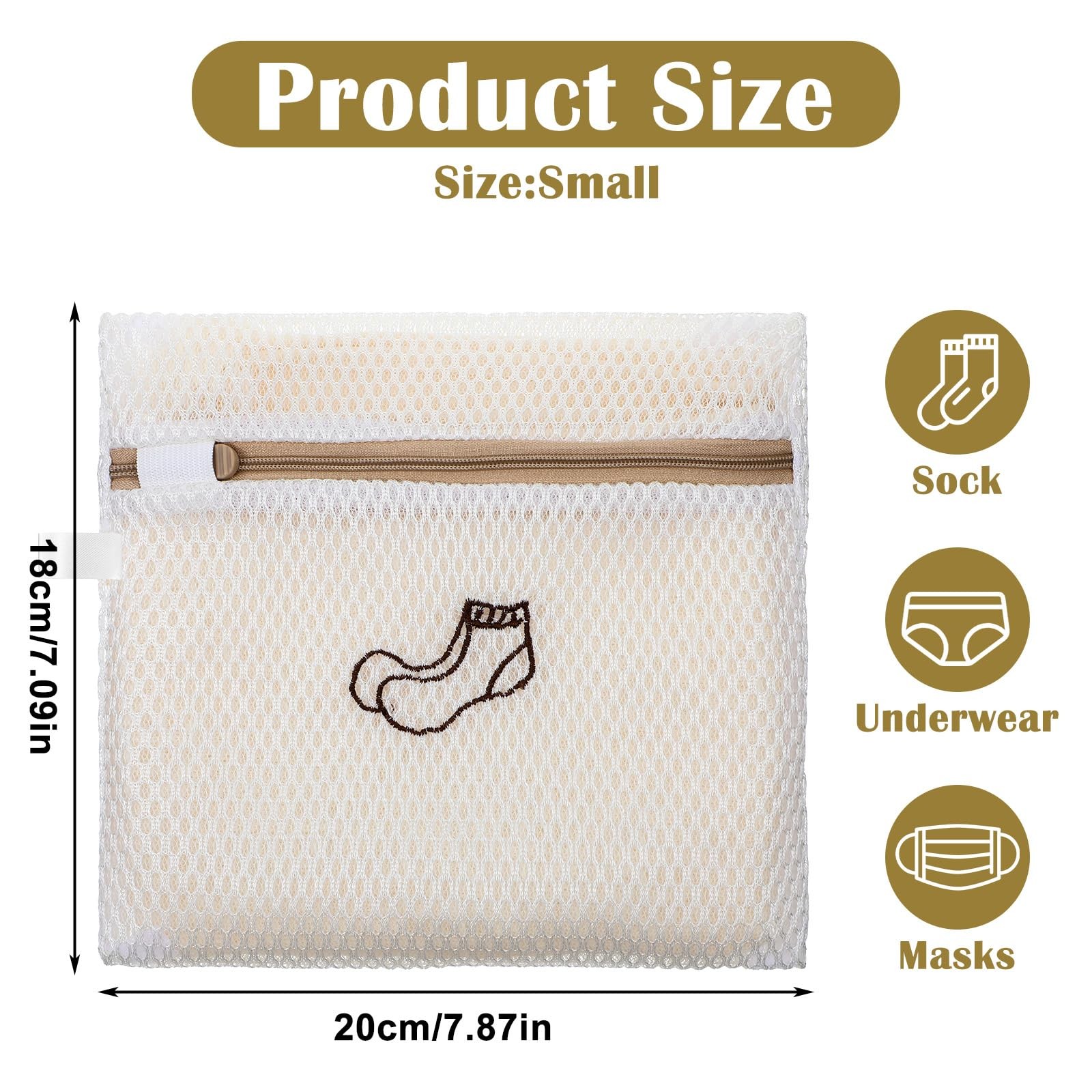 LXUEJIE 4 Pcs 7.87×7.09 Inch Small Mesh Laundry 0.36 liters, Beige, Brown