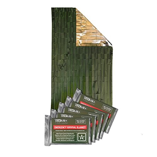 – Mylar Survival Blankets 5 Pack – 90% Heat Retention L (52″ x 82″) Olive Drab