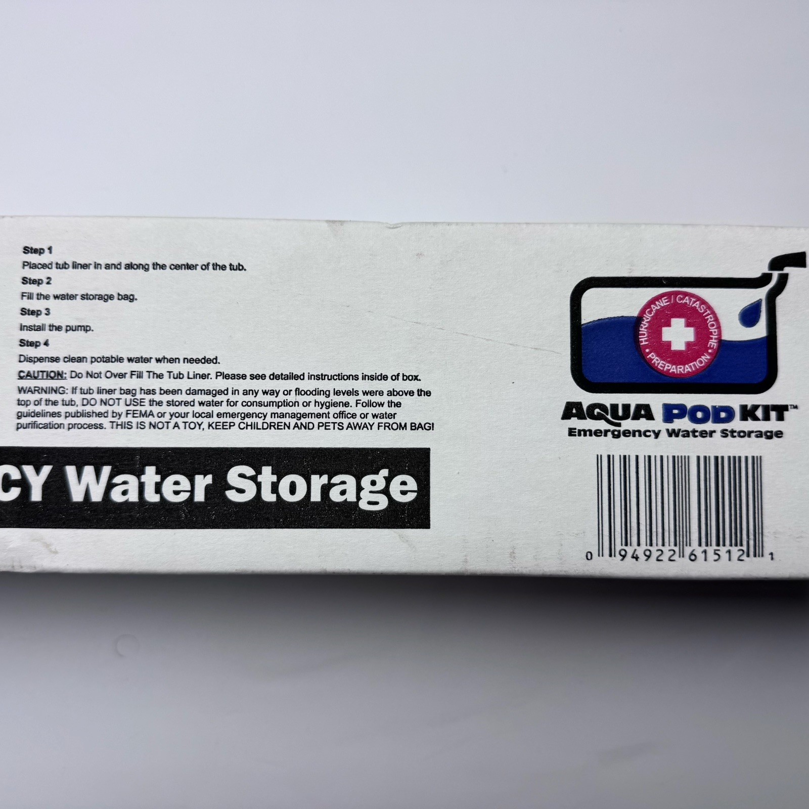 AquaPod Kit 65 gal Emergency Water Storage In-Home Bathtub Brand New