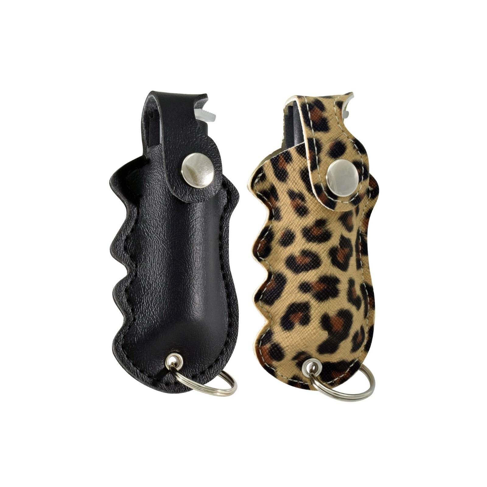 Pepper Defense 2-PACK Pepper Spray Max Strength Black & Leopard Holsters UV Dye