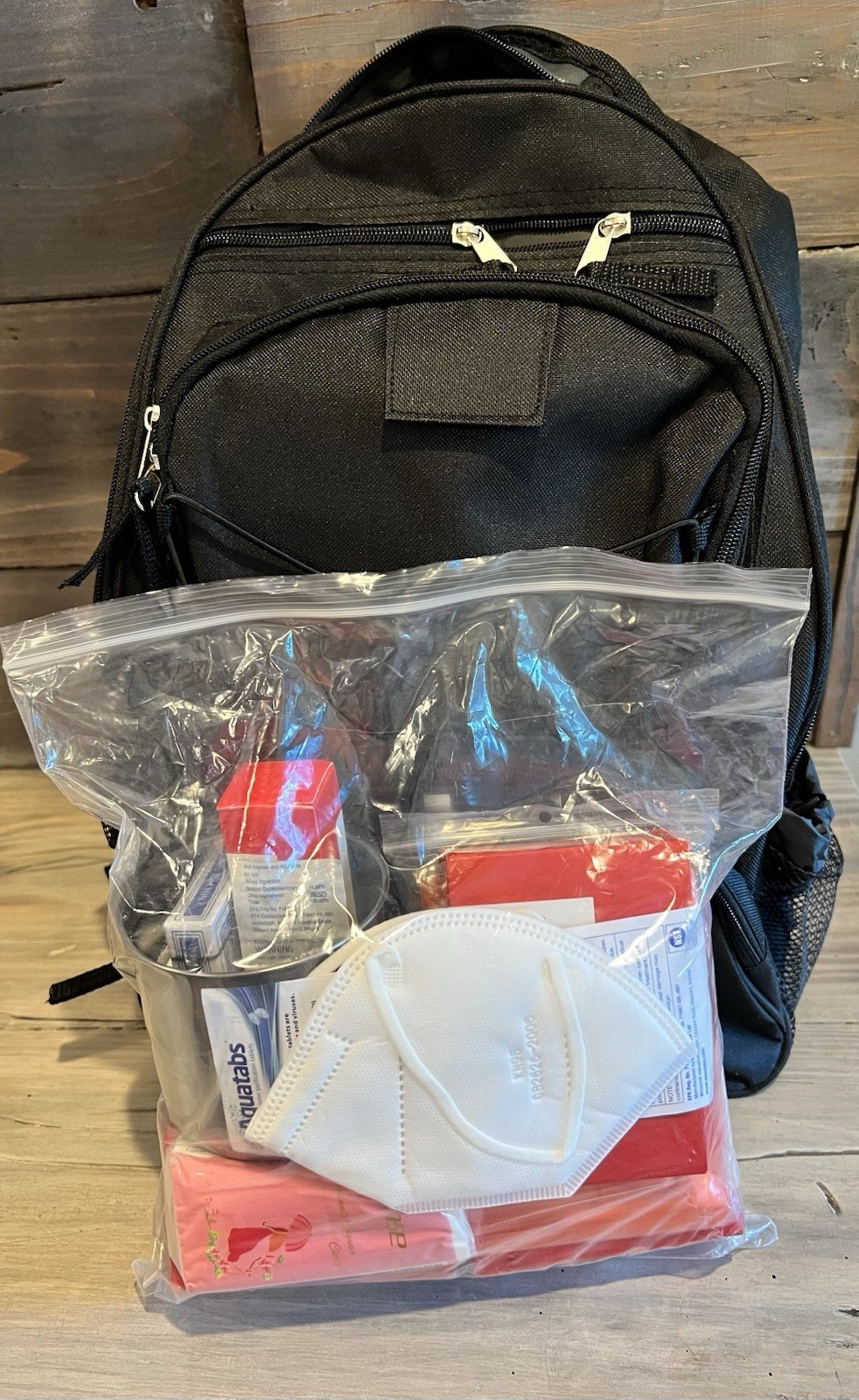 Emergency Kit With Black Backpack Hiking Hunting Camping New Never Used