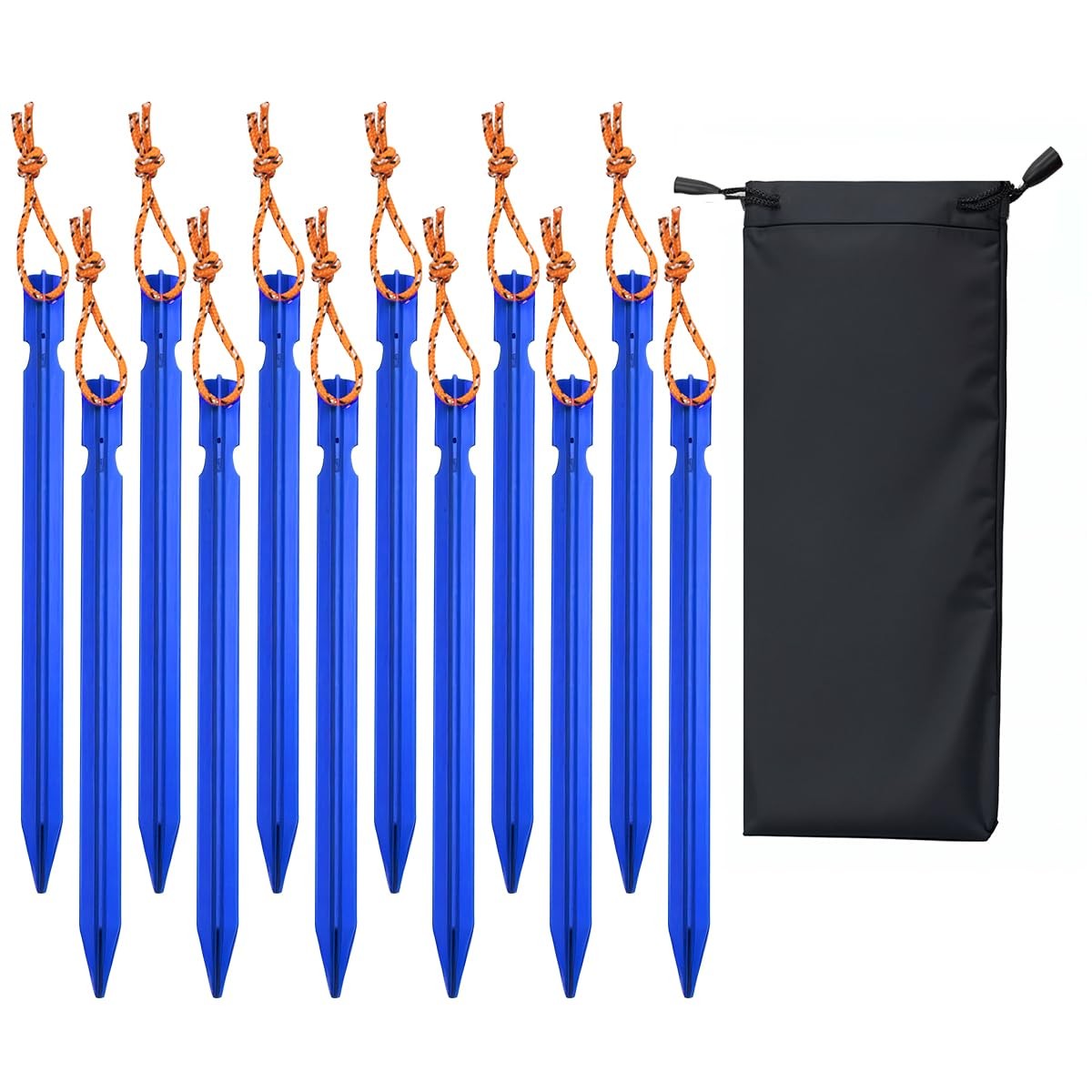Keovoker 12 Pack Tent Stakes, 7-inch Ultralight Aluminum Ground Pegs Blue