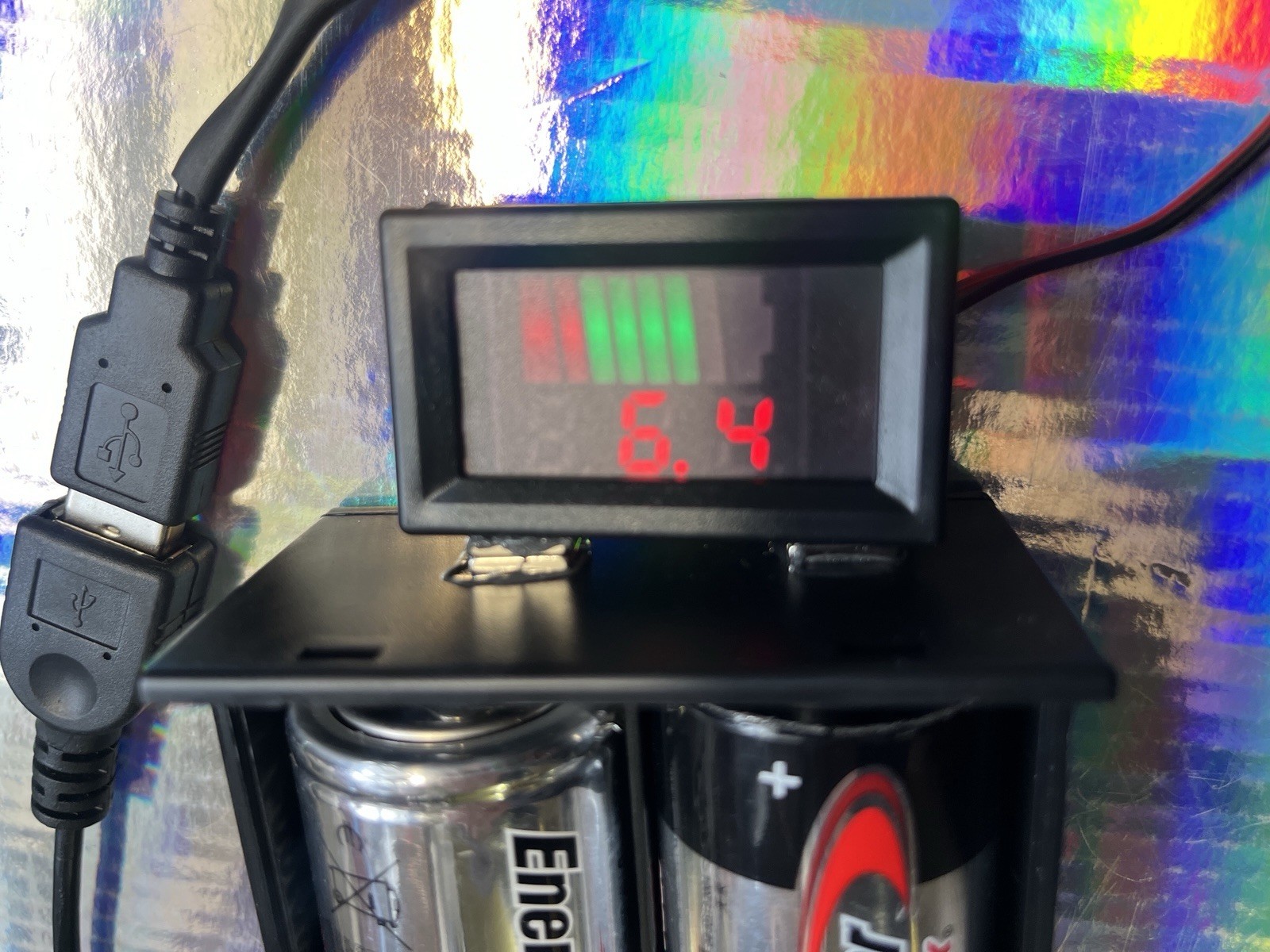 4D Battery Case USB Power Pack+Volt Meter For Ozark Trail LED Tent Camping Light