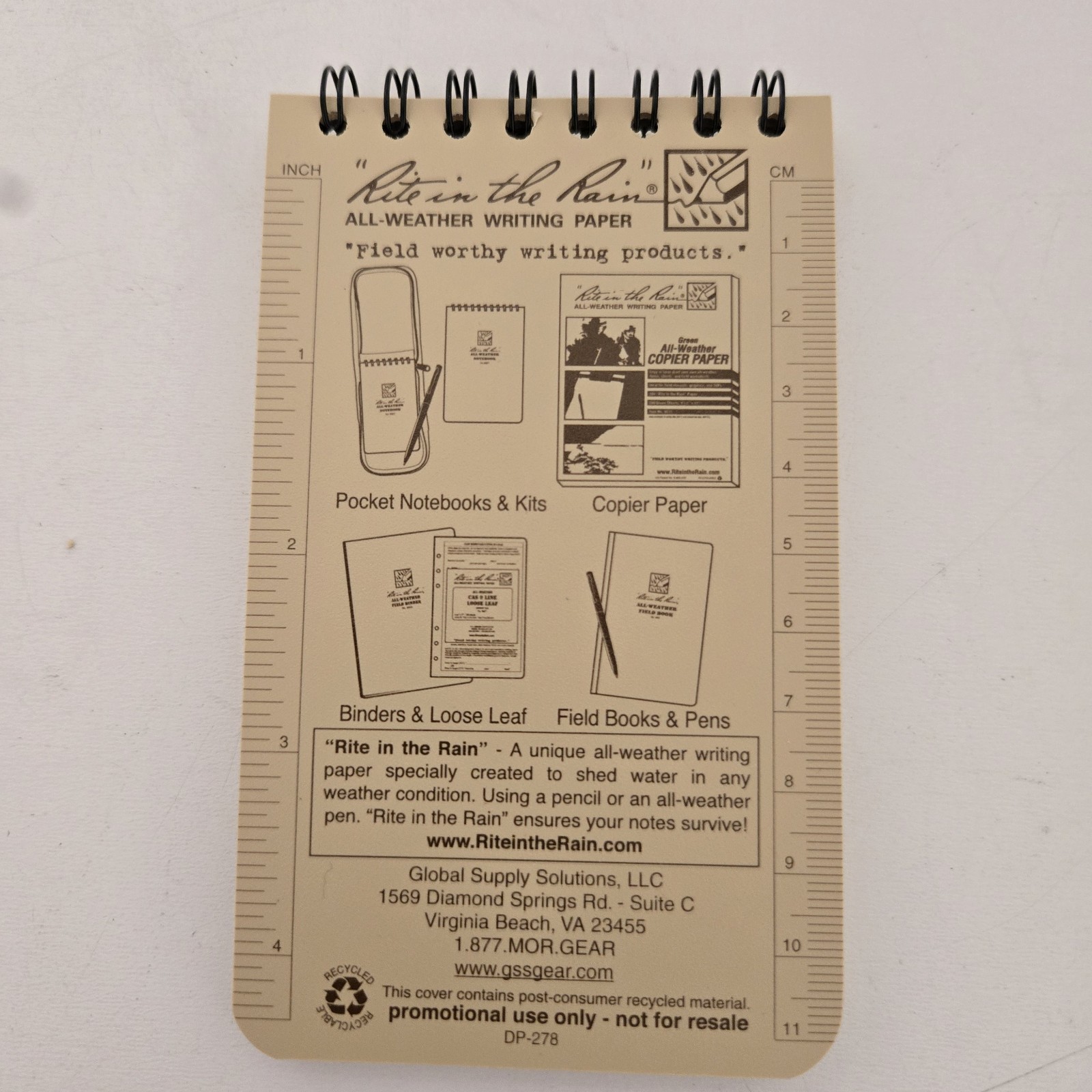 Rite in the Rain All-Weather Universal Flip Top Notebook Beige 3″ x 5″ NEW
