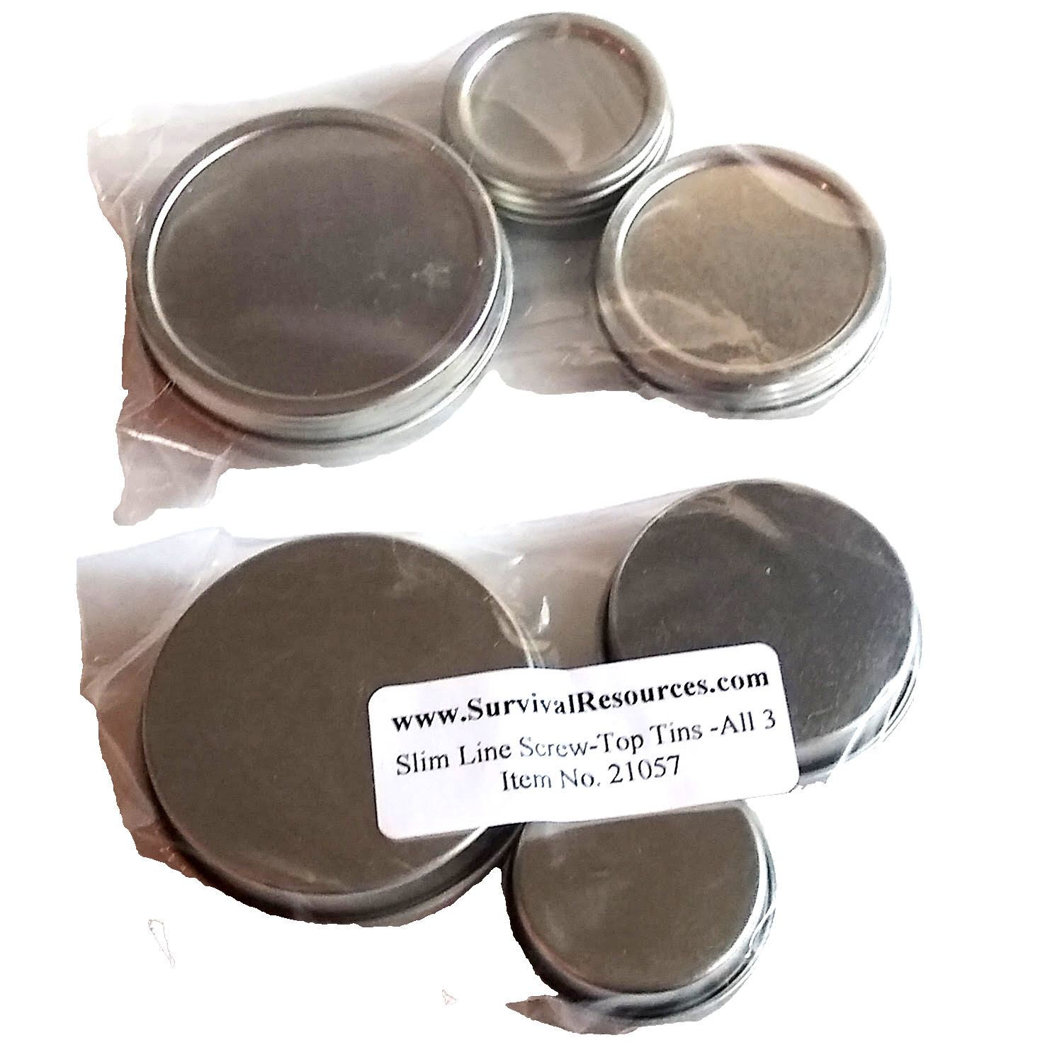 SIX (6) Metal Round Tins w Screw On Lids 3 Varied Sizes NEW Sealed