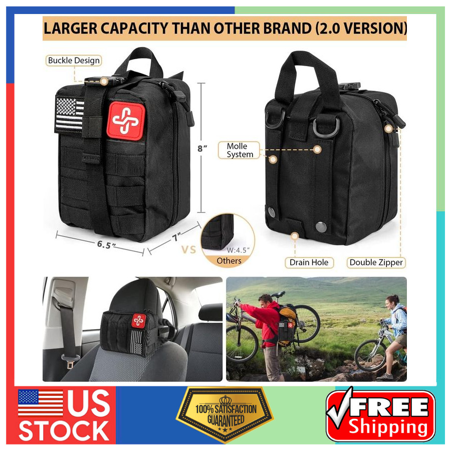 250Pcs Survival Kit First Aid Kit with Emergency Tent Molle Bag for Camping Gear