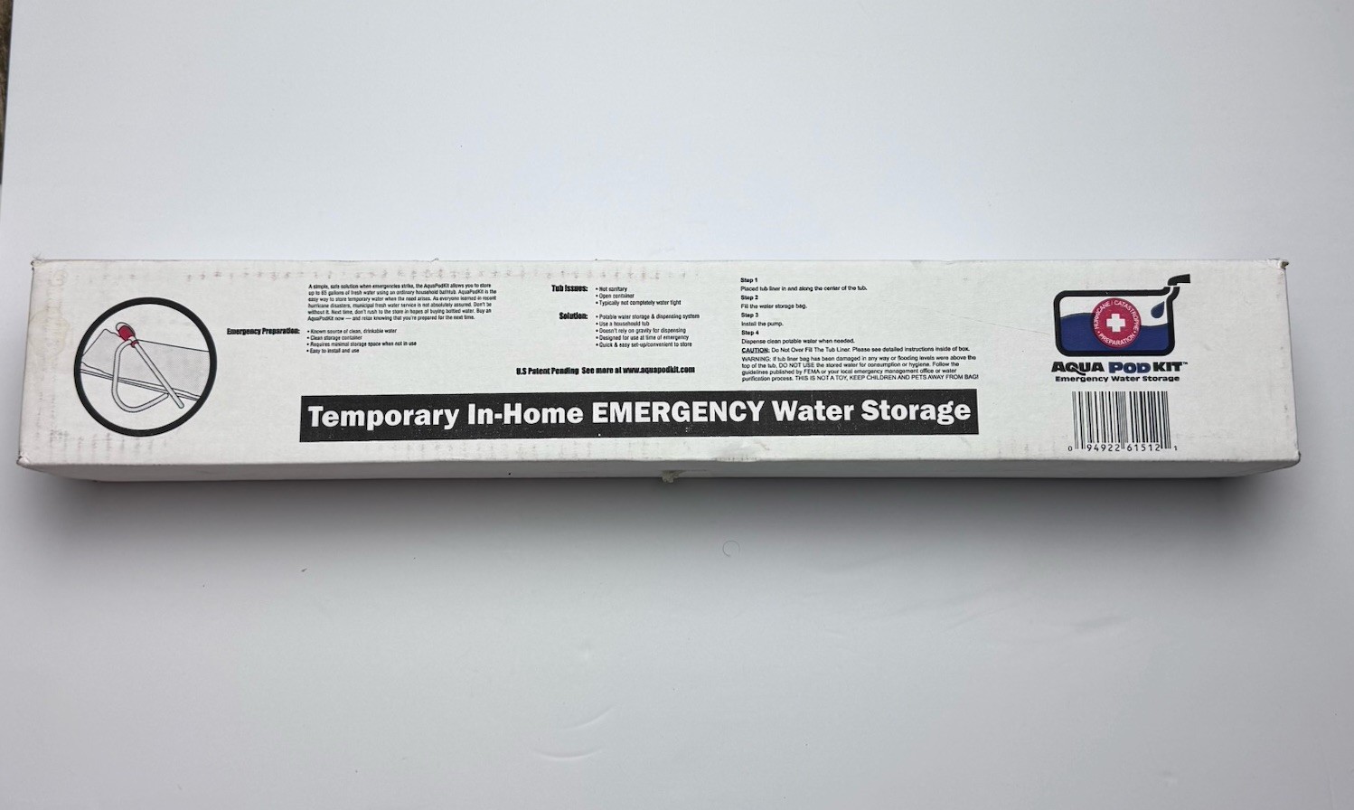 AquaPod Kit 65 gal Emergency Water Storage In-Home Bathtub Brand New